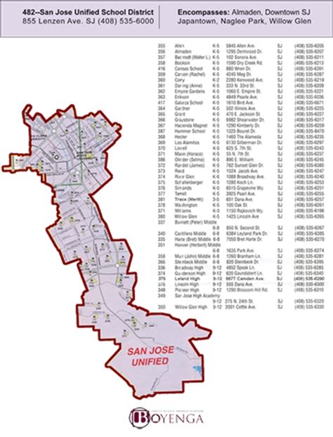 San Jose Unified School District Area Map