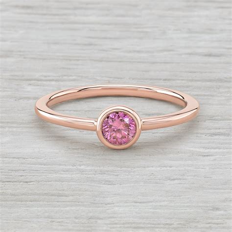 Pink Diamond Bezel Set Ring in 14K Rose Gold (only $875)