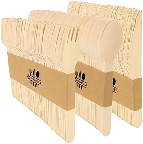 HOT BARGAINS 300pcs Wooden Cutlery Set Disposable Biodegradable 100