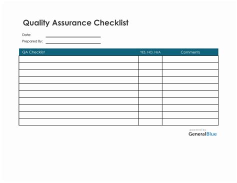 Quality Assurance Checklist In Excel