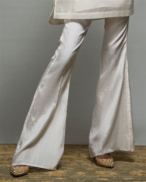 Silk Off White Bell Pants Aleena Fareena