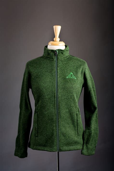 Womens Green Celtic Zip Up Fleece Jacket