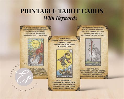 Printable Tarot Cards With Key Words Tarot Deck, Tarot Flash Cards ...