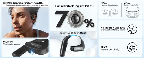 BlitzMax Open Ear Kopfhörer Bluetooth 5 3 Leichte Kabellose