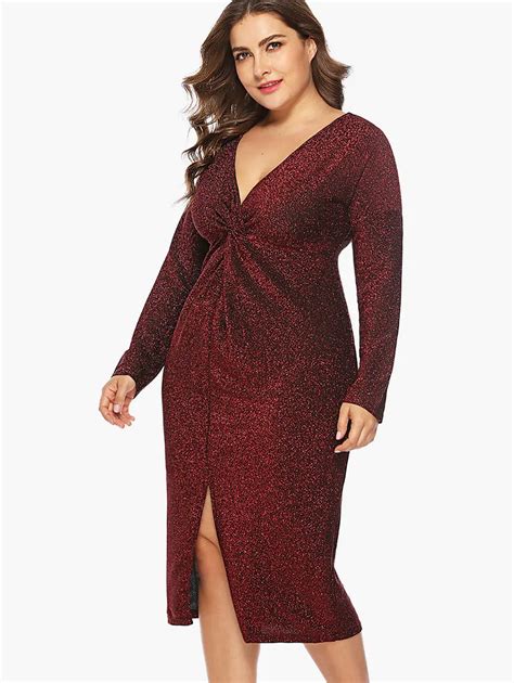 Aliexpress Buy Wipalo Plus Size Shining Twist Front Slit Bodycon