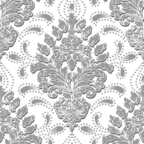 Vector Grunge Damask Seamless Pattern Element Classical Luxury Old