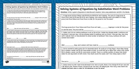 Systems of Equations by Substitution Worksheets - Worksheets Library