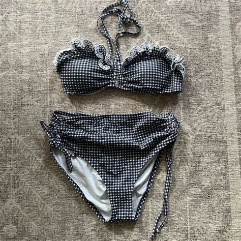J Crew Swim J Crew Blue And White Gingham Bikini Poshmark