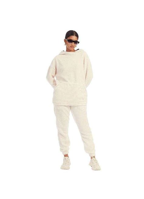 Conjunto Teddy Feminino Blusao E Calca Sherpa Branco Branco Brohood