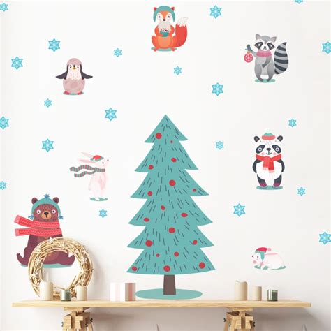 Stickers No L Animaux Scandinaves Sous La Neige Autocollants Stickers