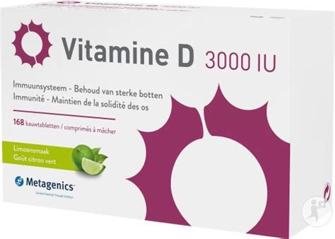 Metagenics Vitamine D 3000IU Goût Citron Vert 168 Comprimés À mâcher