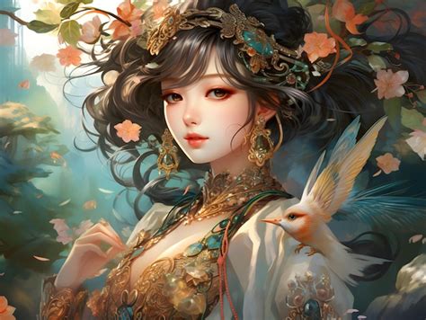 Premium Ai Image Fantasy Illustration Of A Beautiful Girl In A Blue