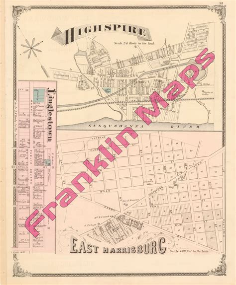 Andys Antique Maps 1875 Dauphin County