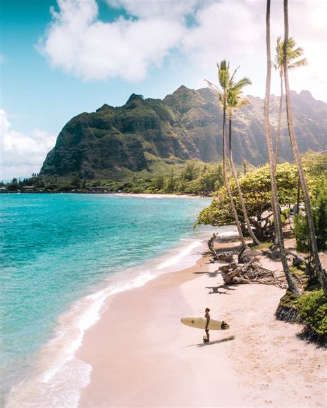 Ka'a'awa Beach Shoreline, Surfer & Mountain | Explorest