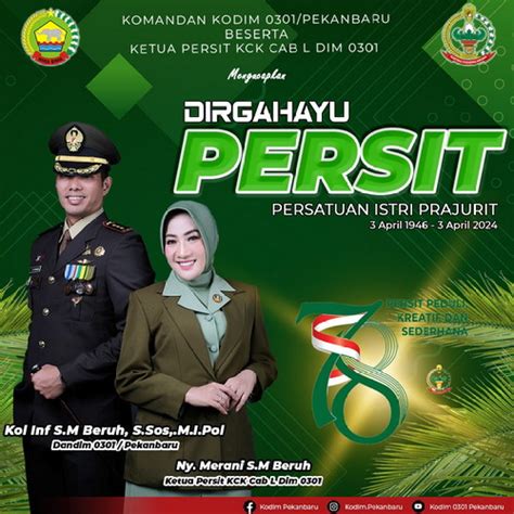 Dandim 0301 PBR Dan Ketua Persit KCK Cab L Sampaikan Ucapan HUT Persit