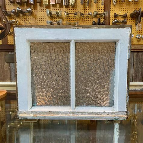 Small Antique Frosted Window Historic House Salvage