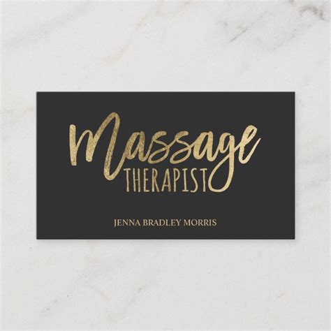 Modern Massage Therapist Script Chic Gold Foil Business Card Zazzle