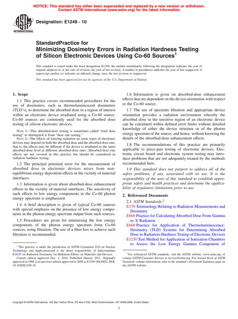 Astm E Standard Practice For Minimizing Dosimetry Errors In