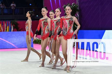 France Fra Hoops Group Team During Rhythmic Gymnastics Rhythmische