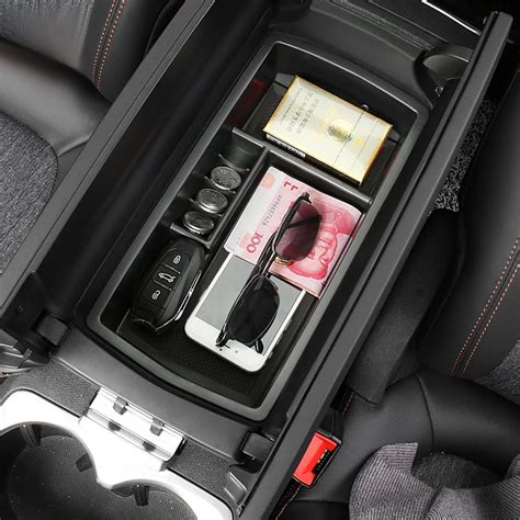 VCiiC Black Car Glove Box Armrest Box Secondary Storage For Peugeot 3008 3008GT 2017 2018 ...