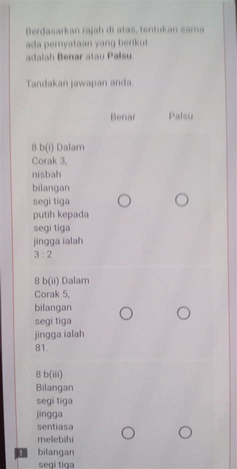 Solved Berdasarkan Rajah Di Atas Tentukan Sama Ada Pernyataan Yang