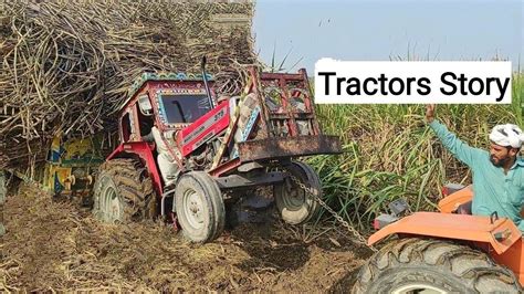 Tractors Stunt Story In Sugarcane Field Tractor Trolley Badly Mud