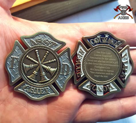 Custom Engraved Firefighter Challenge Coins - Fire & Axes