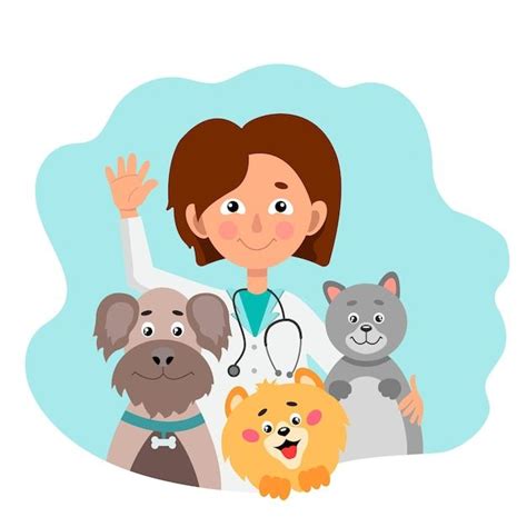 Premium Vector Woman Veterinarian With Cat And Dogs Animal Doctor