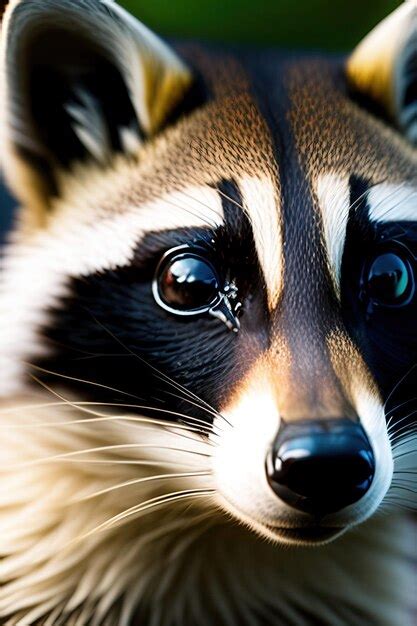 Premium Ai Image Close Up Portrait Of A Raccoon Close Up Head Shot Of