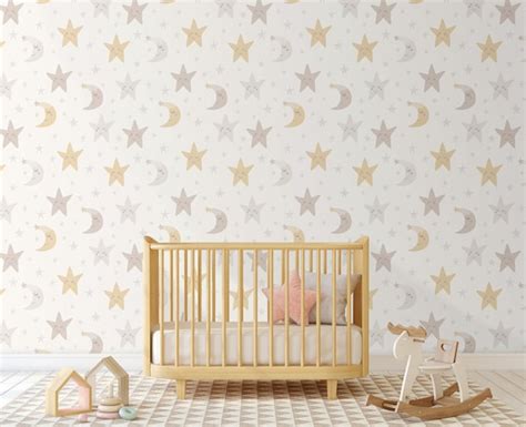 Moon and Stars Nursery Toddler Wallpaper Night Sky Removable - Etsy