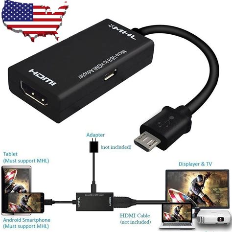 1080P MHL Micro USB 2.0 to HDMI HDTV Cable Adapter for Android Phone ...