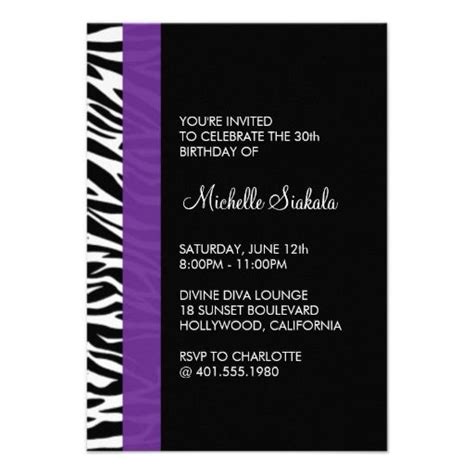 Zebra Print Birthday Party Invitation Zazzle