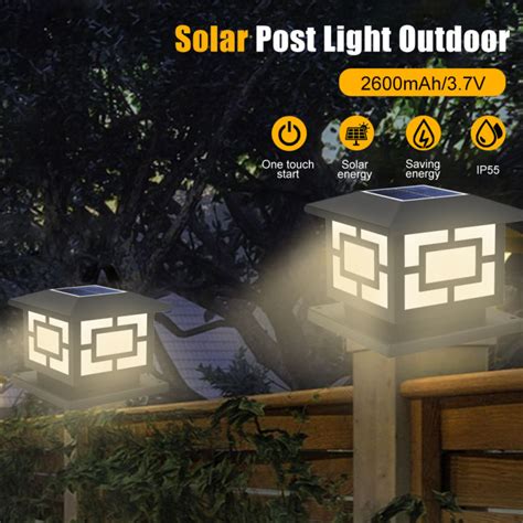 Solar Post Light Outdoor 2 Modes Deck Lamp Ip55 Waterproof Led Fence Cap Light For Garden Gate