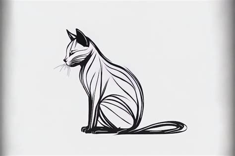 Premium AI Image | One line drawings of cats abstract animal logo a based image