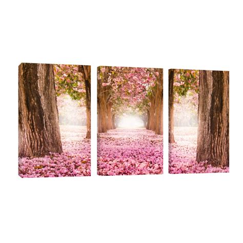 Cuadro Canvas Revolution Tríptico Vertical Túnel Floral Set De 3 Piezas