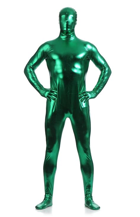 Aliexpress Buy Fullbody Zentai Costume Shiny Metallic Men S Tight