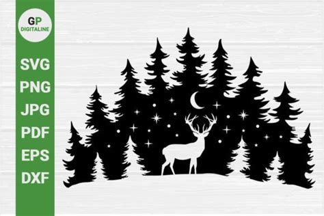 Deer In The Snowy Woods Christmas Svg Graphic By Gpdigitalines