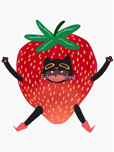 Strawberry Cat Sticker For Sale By 0gay Disaster0 Redbubble