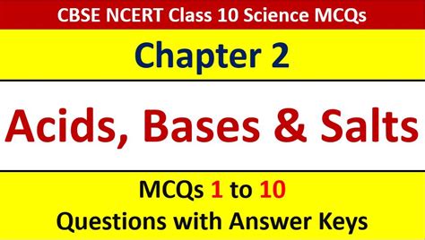 Mcq Questions For Class Science Acids Bases And Salts With Answer