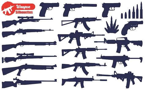 Illustration Vectorielle De Silhouettes D Armes Ou D Armes Feu