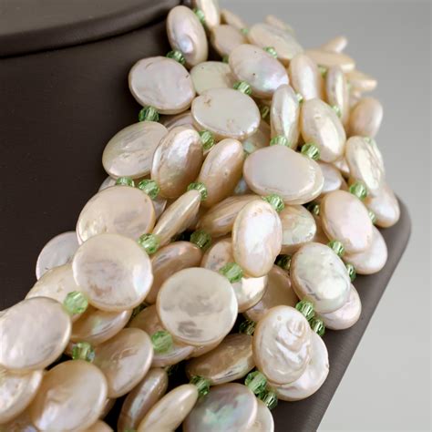 Cristina Ferrare Coin Pearl Multi Strand Bib Necklace 18 Karat Gold