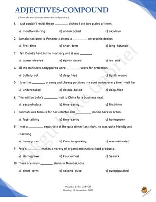 Adjectives Compound Pdf