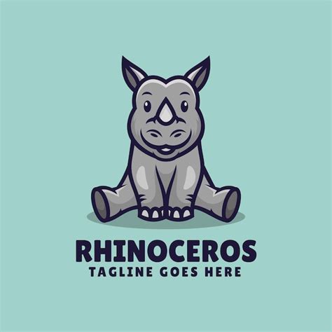 Illustration Logo Vectoriel Dans Style Dessin Animé Mascotte Rhino