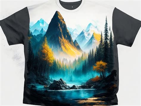 Premium Photo A Beautiful T Shirt Design Mountain And Tree