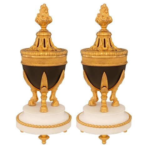 Fine Pair Of Th Century French Louis Xvi Marble And Gilt Bronze