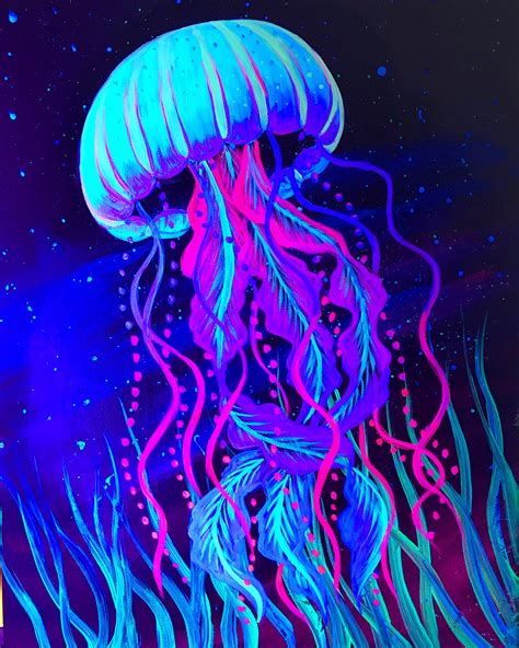 Blacklight Jellyfish Painting - Etsy