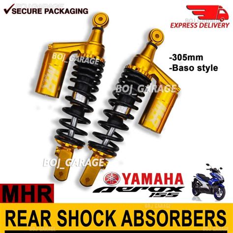 AEROX 155 REAR SHOCK ABSORBERS 305mm WITH BASO MHR BRAND BLACK SPRING