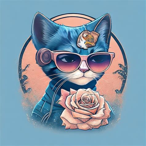 Premium Photo Colorful Cat Tshirt Design With Sunglasses