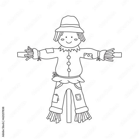 Hand drawn Kids drawing Cartoon Vector illustration cute scarecrow icon ...