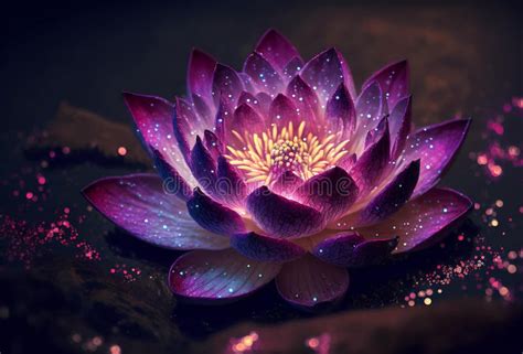 Pink And Light Purple Lotus Flower With A Sparkly Purple Background